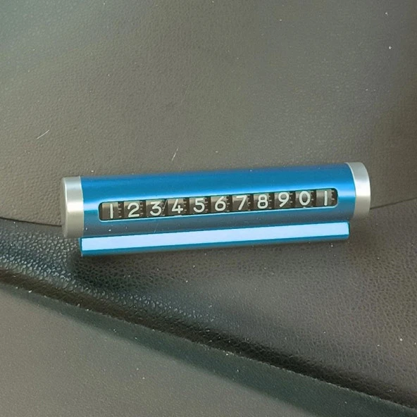 Universal Araç İçi Alüminyum Değiştirilebilen Geçici Park Telefon Numaratörü Mavi - 3
