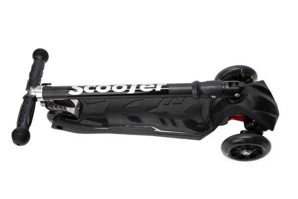 Xslide Işıklı Tekerlekli Scooter-SİYAH - 6