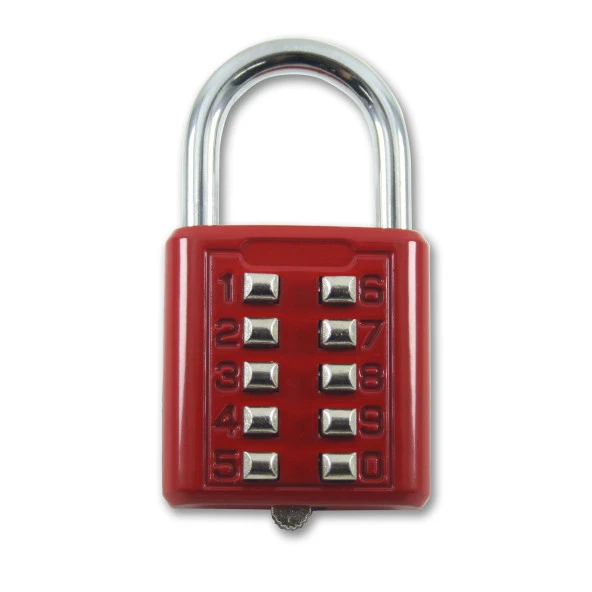 Şifreli Asma Kilit Kırmızı 10 Haneli Anahtarsız Güvenlik Bavul Valiz Çanta Okul Spor Salonu
