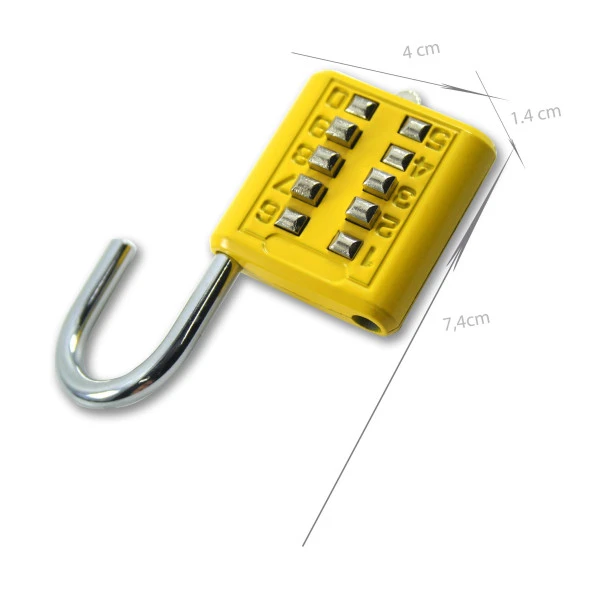 Şifreli Asma Kilit Sarı 10 Haneli Anahtarsız Güvenlik Bavul Valiz Çanta Okul Spor Salonu - 5