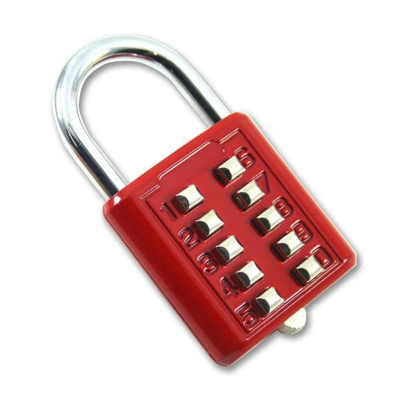 Şifreli Asma Kilit Kırmızı 10 Haneli Anahtarsız Güvenlik Bavul Valiz Çanta Okul Spor Salonu - 3