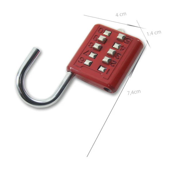 Şifreli Asma Kilit Kırmızı 10 Haneli Anahtarsız Güvenlik Bavul Valiz Çanta Okul Spor Salonu - 5