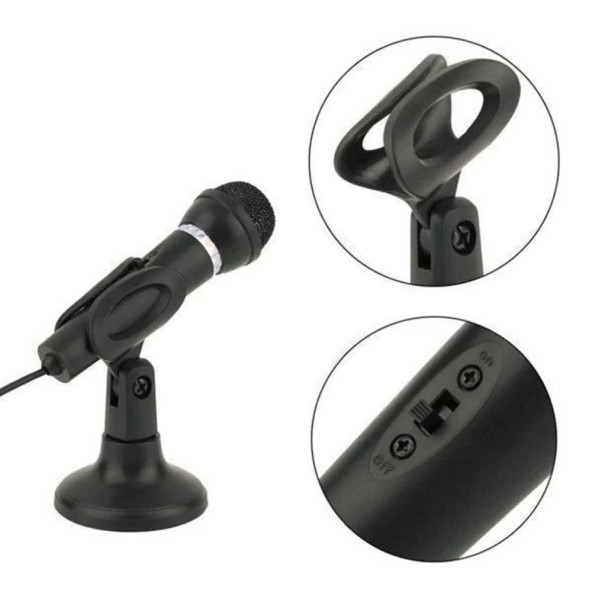 3.5MM Jack Girişli Masaüstü Bilgisayar Mikrofonu - Siyah Kürsü Mikrofonu - 4