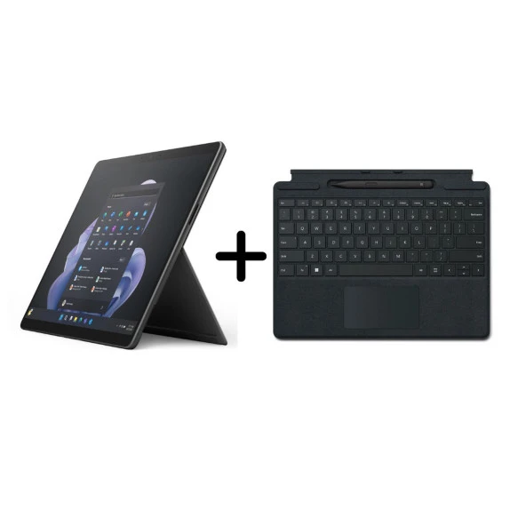 Microsoft Surface Pro 9 Set -  Intel i7-1255U - 13” Touch – 16 GB Ram – 256 GB SSD - Win11 Home - Siyah + US Klavye ve Slim Pen 2 - 1 Yıl Garanti