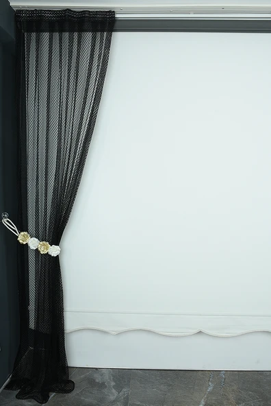 BÜYÜK BAKLAVA MODEL SİYAH RENK TEK KANAT Pileli Fon Perde 75*260 cm - Resim 4