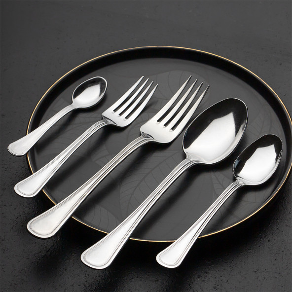 Porsima Etna Lizbon 60 Parça 12 Kişilik Çatal Kaşık Seti - Paslanmaz Çelik Çatal Kaşık Seti - 2