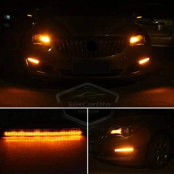 Selamlamalı Kayar Sinyalli Araba Gündüz Farı Esnek Gündüz Ledi DRL Led Lamba Güçlü Işık Açılış Animasyonlu 12V Su Geçirmez Sarı Beyaz 2 Adet 23.5 cm - 8