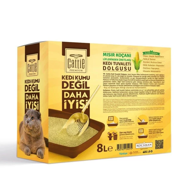 Cattie Süper Topaklanan Mısır Koçanı Kedi Tuvaleti Dolgusu 8 L - 2