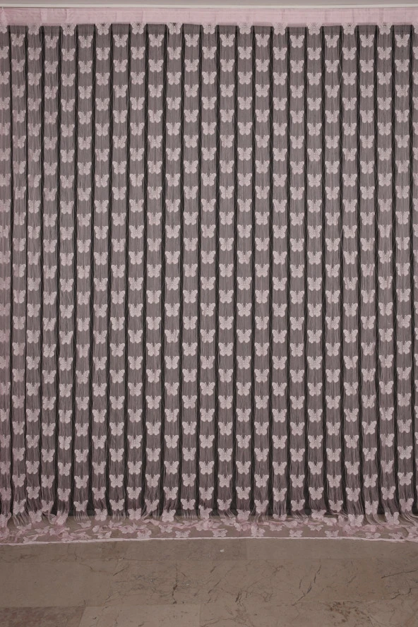 KELEBEK BİRLEŞİK MODEL ACI KAHVE RENK HAZIR İP PERDE 300*280