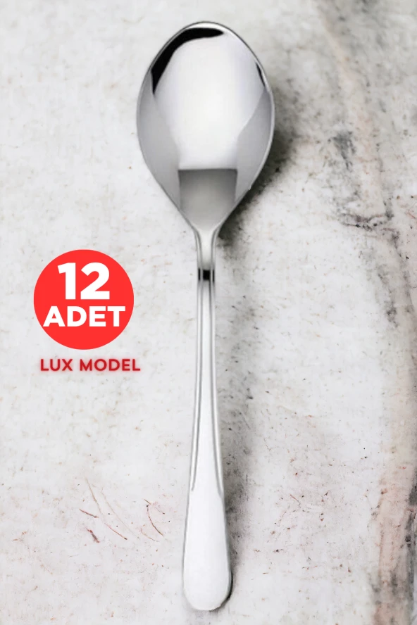 12 Parça Akdeniz Lüx Tatlı Kaşığı Premium Çelik Model Kaşık 2 mm | Premium Set