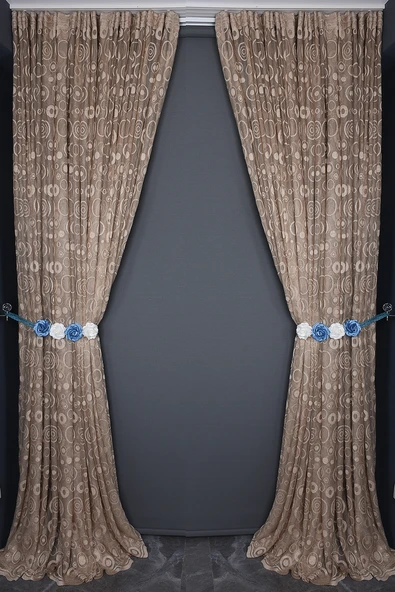 KDK 1080 DESEN VİZON RENK TEK KANAT Hazır dikilmiş Pileli Fon Perde 300*260 cm - Resim 6