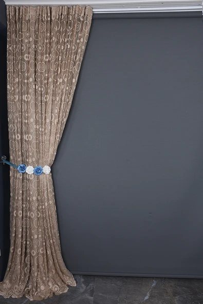 KDK 1080 DESEN VİZON RENK TEK KANAT Hazır dikilmiş Pileli Fon Perde 300*260 cm - Resim 4