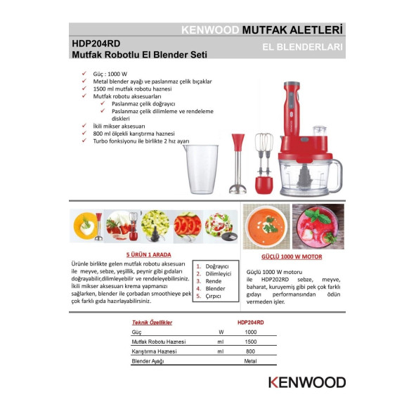 Kenwood HDP204RD 1000 W Blender Seti - 3