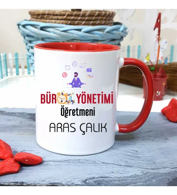 Büro Yönetimi Öğretmenine Özel Öğretmenler Günü Hediyesi Kişiye Özel Kupa Bardak