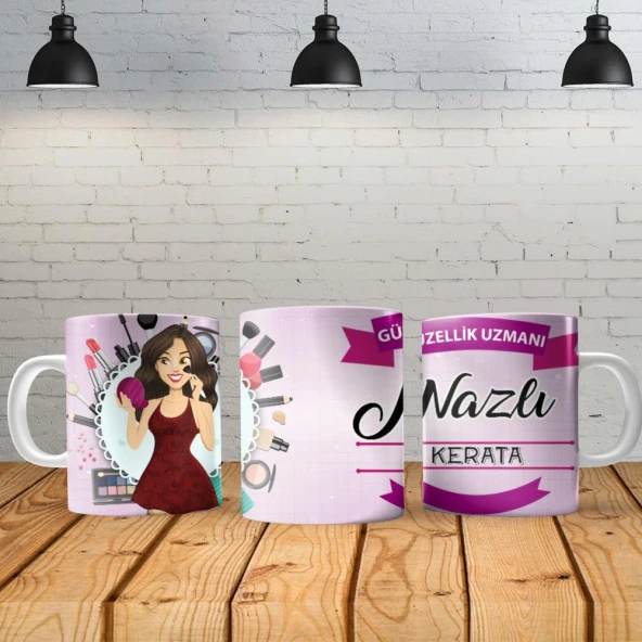 Güzellik Uzmanı Kişiye Özel Baskılı Yeni Tasarım Kupa Bardak Özel Kutusunda