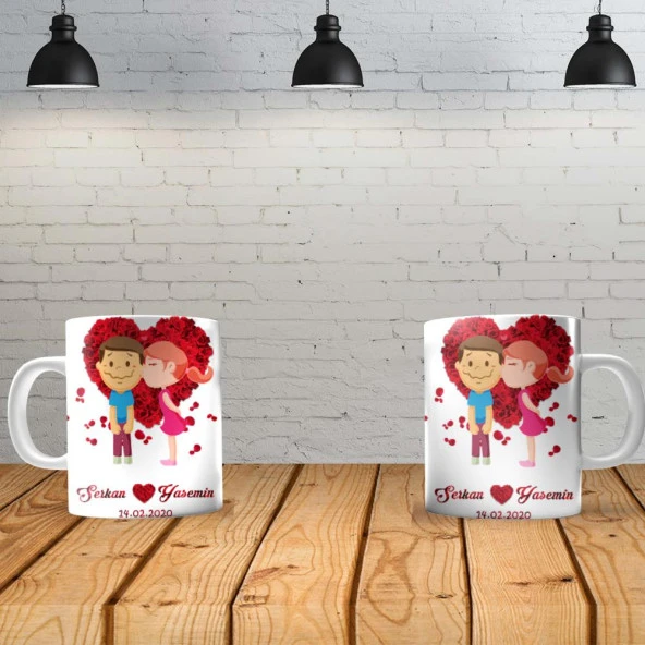 I love You 1 Kişiye Özel Baskılı Yeni Tasarım Kupa Bardak Özel Kutusunda