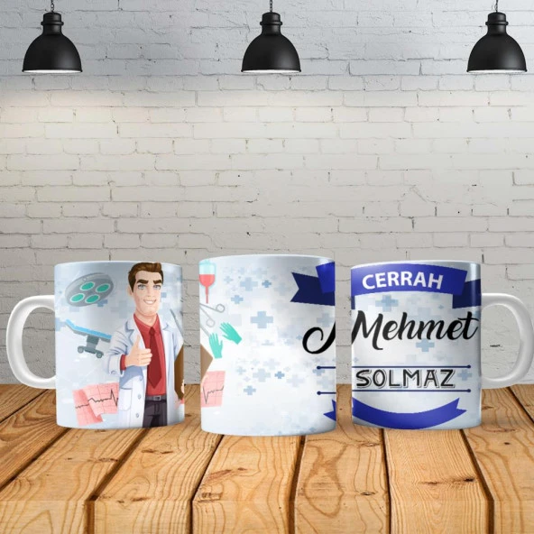 Cerrah Erkek Kişiye Özel Baskılı Yeni Tasarım Sihirli Kupa Bardak Özel Kutusunda