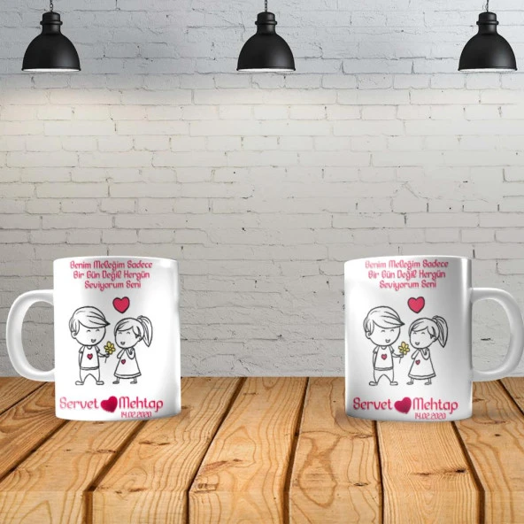I love You 3 Kişiye Özel Baskılı Yeni Tasarım Sihirli Kupa Bardak Özel Kutusunda