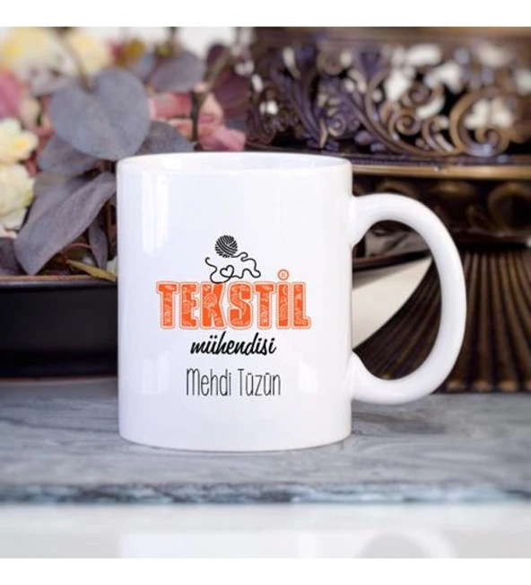 Kişiye Özel Tekstil Mühendisi Kupa Bardak - Turuncu