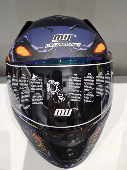 KASK MTS PRO 801 ZOMBİ GÜNEŞ GÖZLÜKLÜ ORANGE/BLUE - Resim 4