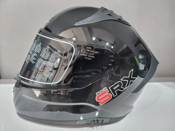 KASK MTS PRO 801 PARLAK SİYAH GÜNEŞ GÖZLÜKLÜ