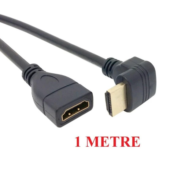 Hdmi Dişi Erkek Uzatma 90 Derece Dirsek Kablosu 1 Metre - Resim 2