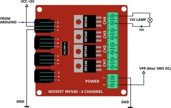 4 Kanal IRF540 Mosfet Modülü - Resim 2