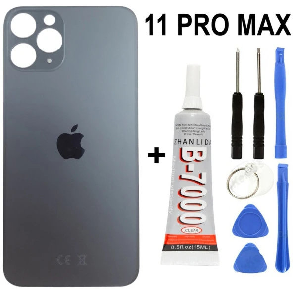 iPhone Uyumlu 11 Pro Max Arka Batarya Pil Kapağı + Yapıştırıcı + Tamir Set - Yeşil