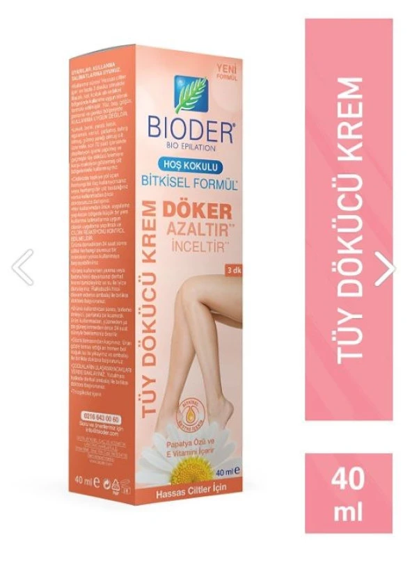 Bioder Hassas Ciltler İçin Hoş Kokulu Tüy Dökücü Krem 40 Ml 8680512610847