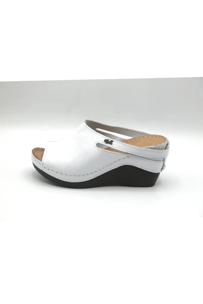 Castle Black 42112 Kadın Hakiki Deri Dolgu Topuk Terlik - Resim 4