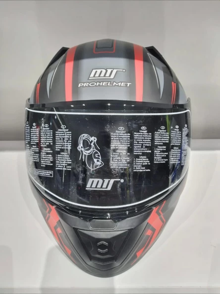 KASK MTS PRO 801 TWILIGHT GÜNEŞ GÖZLÜKLÜ MAT GRİ/KIRMIZI - 3