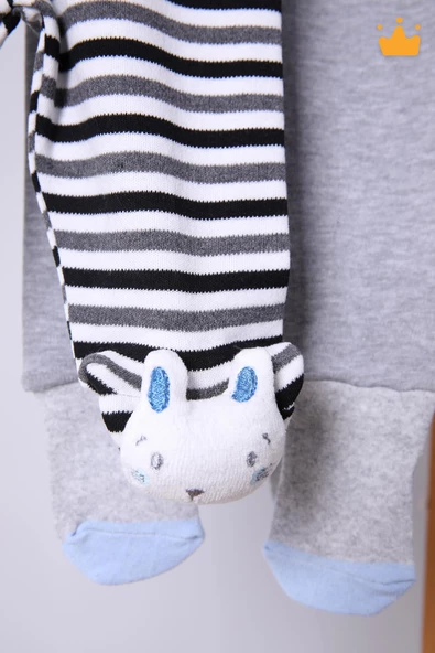 Babyhola 3'lü Çıngıraklı Peluş Oyuncaklı Patikli Pantolon ve Kendinden Çoraplı Kız Erkek Bebek Çocuk Ayaklı Pantolon 3'lü Set - 10