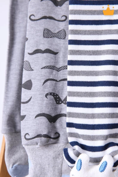 Babyhola 3'lü Çıngıraklı Peluş Oyuncaklı Patikli Pantolon ve Kendinden Çoraplı Kız Erkek Bebek Çocuk Ayaklı Pantolon 3'lü Set - 4