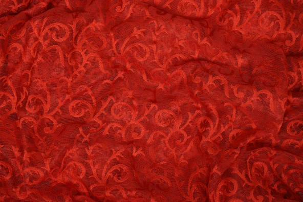 ŞAL KIRMIZI  RENK TEK KANAT Hazır dikilmiş Pileli Fon Perde 300*260 cm - Resim 9