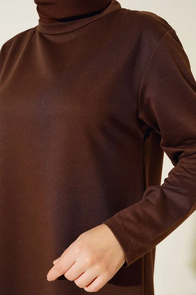 Armalı Bol Paça İkili Takım Kahve - Resim 4