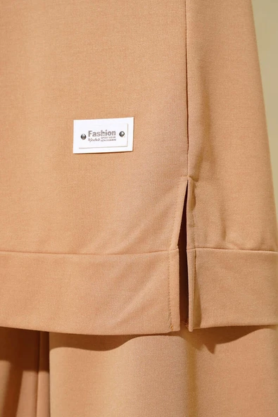 Armalı Bol Paça İkili Takım Latte - Resim 4