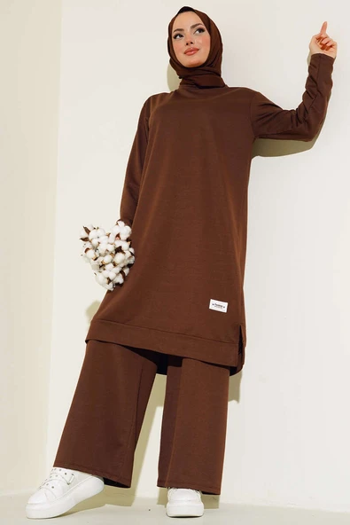 Armalı Bol Paça İkili Takım Kahve ürün görseli 1