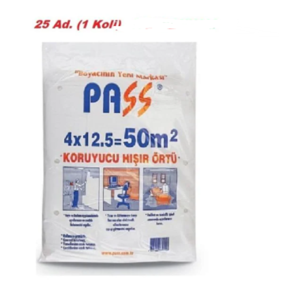 pass Naylon Koruyucu Hışır Örtü 4x12.5  50 m2 25 Adet 1 Koli