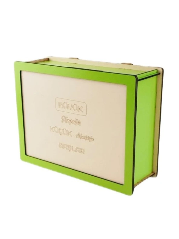 EbDesing ParaBox Hedef Kumbarası Yeşil Krem Rengi Ahşap Kilitli