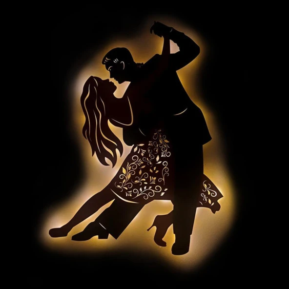 Veraart Işıklı Dans Eden Çift Temalı Tablo Passion Dekoratif Gece Lambası 60 cm