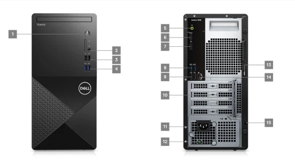 DELL Vostro 3910MT N7505VDT3910_U2 i5-12400 16GB 512GB SSD O/B UHD730 Ubuntu Masaüstü PC Wi-Fi