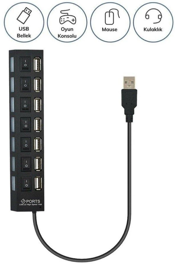Zhltools Hispeed Usb 2.0 7 İn 1 Hub Siyah - 4