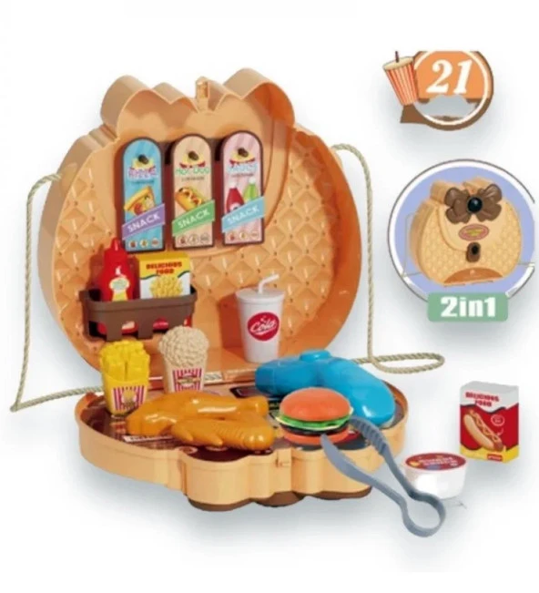 2in1, Şık Çantalı 21 Parça Oyuncak Fast Food SETİ - 2