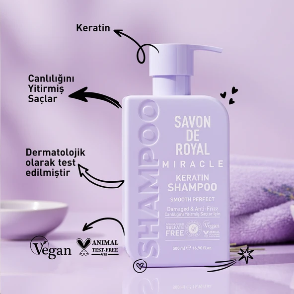 Savon De Royal - Kreatin Yağı - Canlılığını Yitirmiş Saçlar İçin Pürüssüz Etkili Şampuan 500 ml - Resim 3