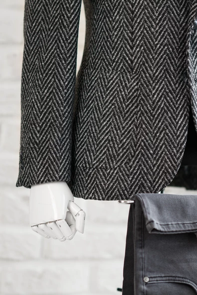 Sir Slimfit Torba Cep Sivri Yaka Astarsız Çift Yırtmaç Likralı Desenli Kışlık Erkek Tek Ceket - 5