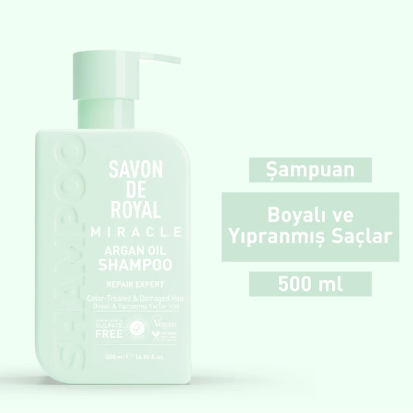 Savon De Royal - Argan Yağı İçeren - Boyalı & Yıpranmış Saçlar İçin Onarım Uzmanı Şampuan 500 ml - Resim 2