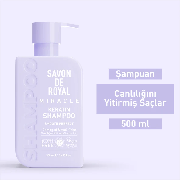 Savon De Royal - Kreatin Yağı - Canlılığını Yitirmiş Saçlar İçin Pürüssüz Etkili Şampuan 500 ml - Resim 2