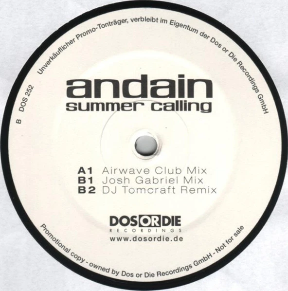 Andain – Summer Calling - Progressive House Vinly Plak alithestereo