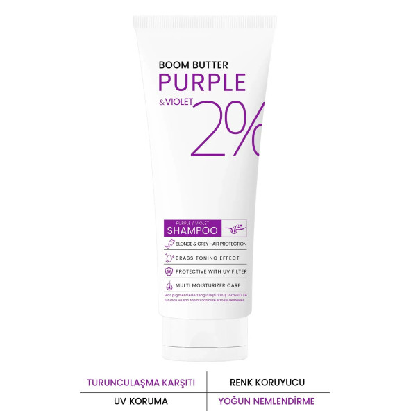 BOOM BUTTER Renk ve Saç Yapısı Koruyucu Purple Mor Şampuan 250 ML - 6