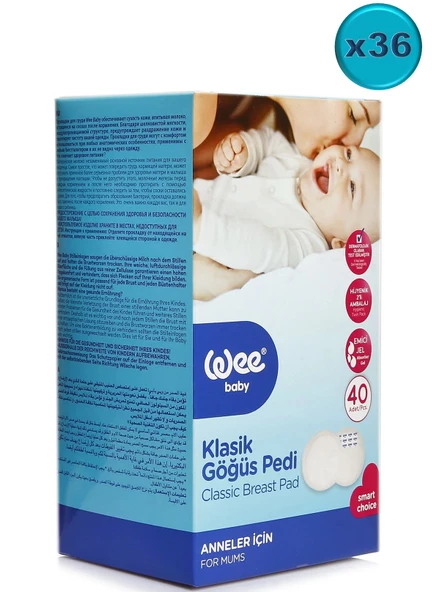 Wee Baby Klasik Göğüs Pedi (40 Lı) 1440 Adet (36Pk*40) 1 Koli